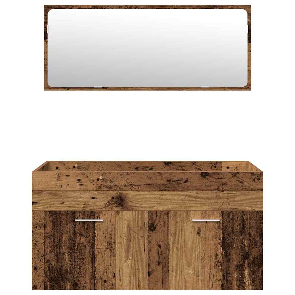 4-delige Badkamermeubelset bewerkt hout oud houtkleurig is nu te koop bij PeponiXL, paradijselijk wonen!