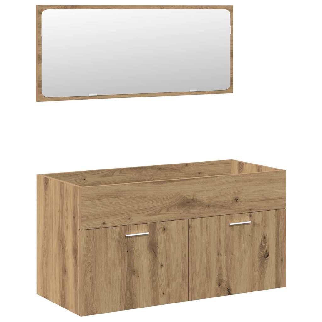 5-delige Badkamermeubelset bewerkt hout artisanaal eikenkleur is nu te koop bij PeponiXL, paradijselijk wonen!