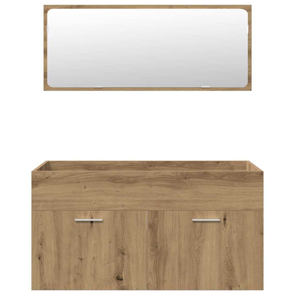 5-delige Badkamermeubelset bewerkt hout artisanaal eikenkleur is nu te koop bij PeponiXL, paradijselijk wonen!