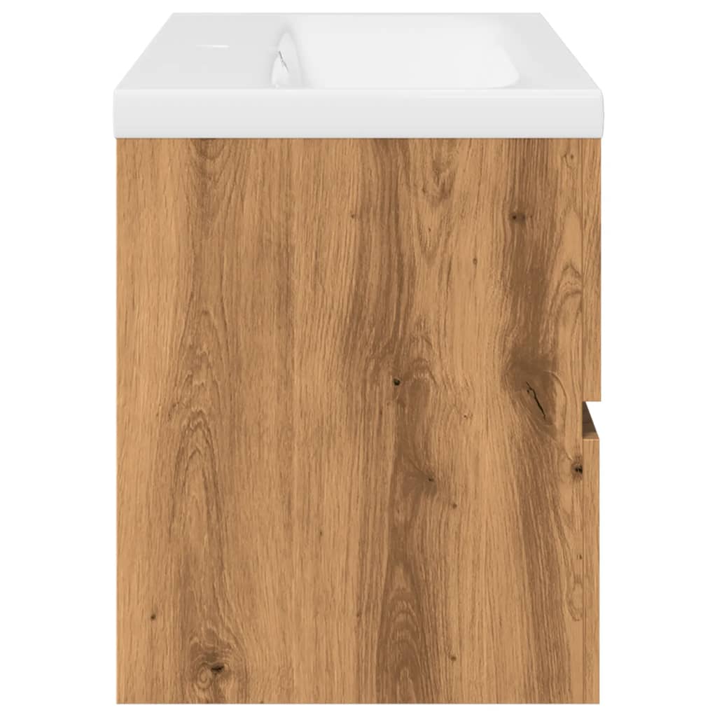 Wastafelkast met ingebouwde wasbak artisanaal eikenkleurig is nu te koop bij PeponiXL, paradijselijk wonen!