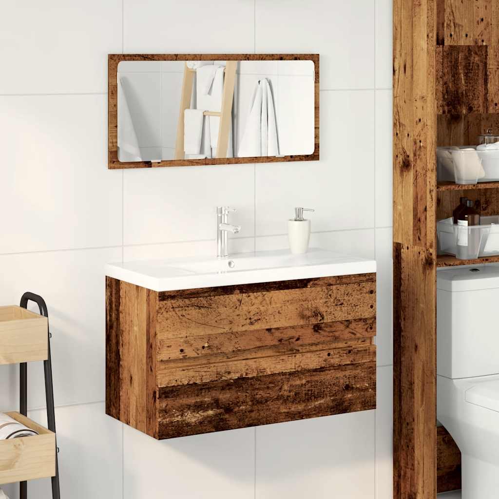 Badkamermeubelset bewerkt hout oud houtkleurig is nu te koop bij PeponiXL, paradijselijk wonen!