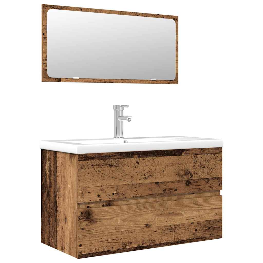3-delige Badkamermeubelset bewerkt hout oud houtkleurig is nu te koop bij PeponiXL, paradijselijk wonen!