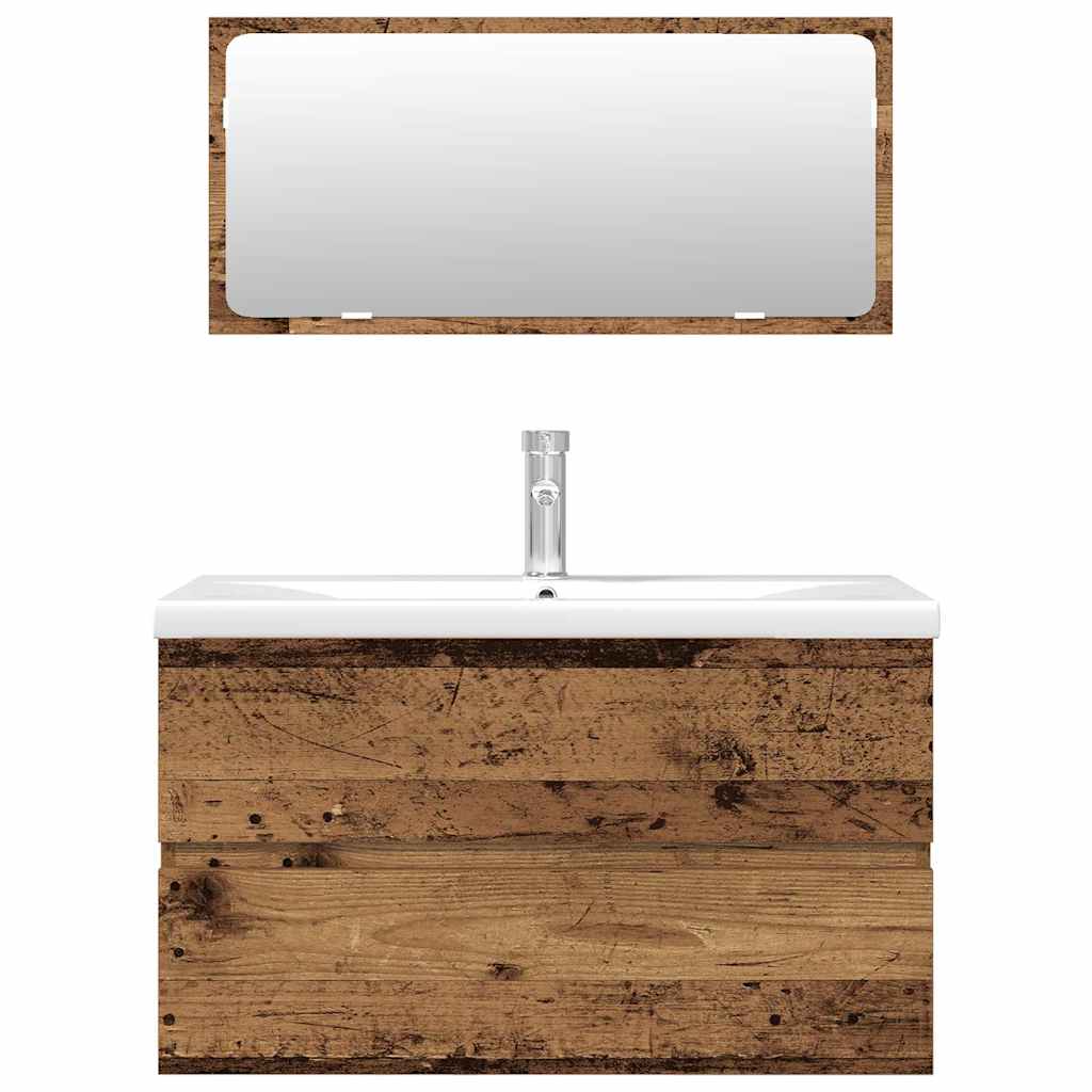 3-delige Badkamermeubelset bewerkt hout oud houtkleurig is nu te koop bij PeponiXL, paradijselijk wonen!