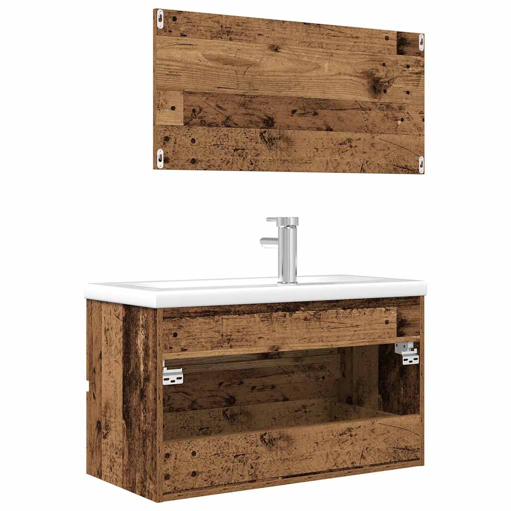 3-delige Badkamermeubelset bewerkt hout oud houtkleurig is nu te koop bij PeponiXL, paradijselijk wonen!
