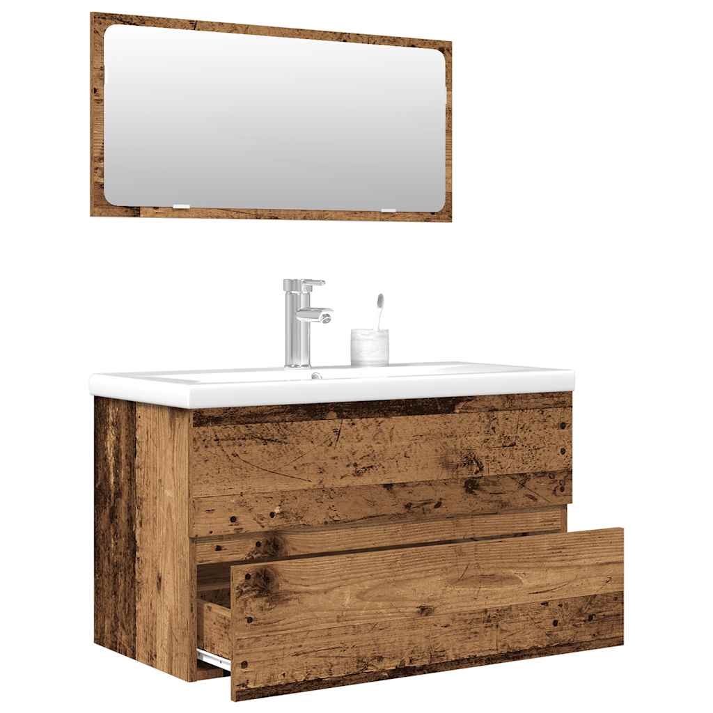 3-delige Badkamermeubelset bewerkt hout oud houtkleurig is nu te koop bij PeponiXL, paradijselijk wonen!