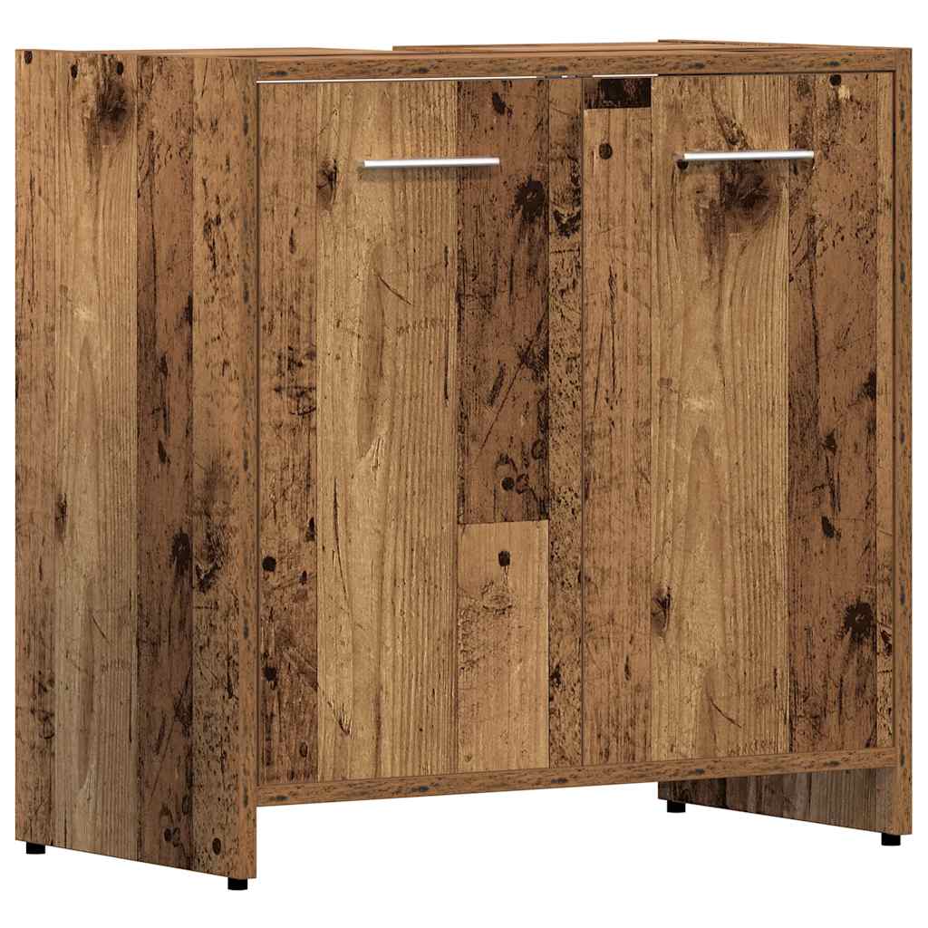 4-delige Badkamermeubelset bewerkt hout oud houtkleurig is nu te koop bij PeponiXL, paradijselijk wonen!