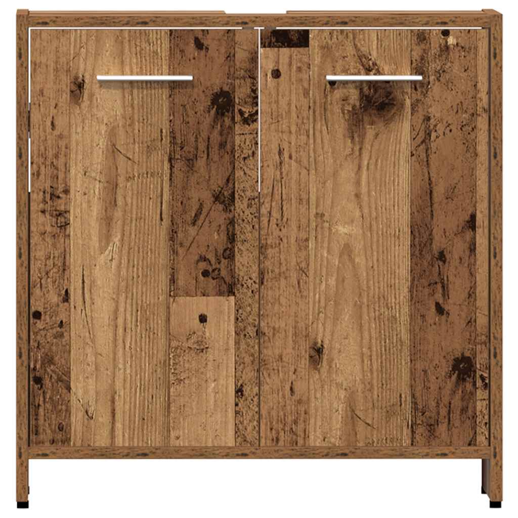 4-delige Badkamermeubelset bewerkt hout oud houtkleurig is nu te koop bij PeponiXL, paradijselijk wonen!
