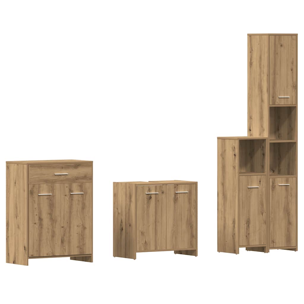 4-delige Badkamermeubelset bewerkt hout artisanaal eikenkleur is nu te koop bij PeponiXL, paradijselijk wonen!
