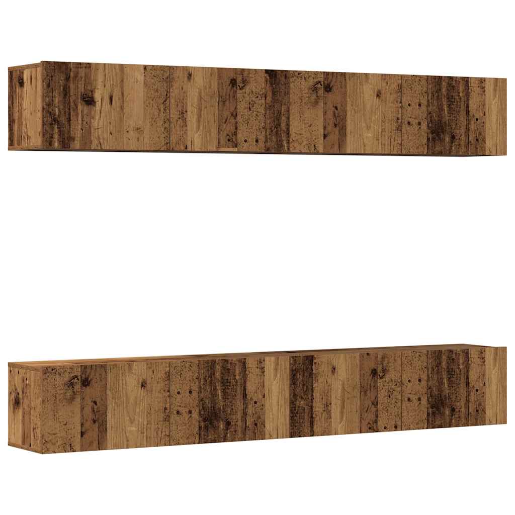 4-delige wand-tv-meubelset van oud hout, 100x30x30 cm is nu te koop bij PeponiXL, paradijselijk wonen!