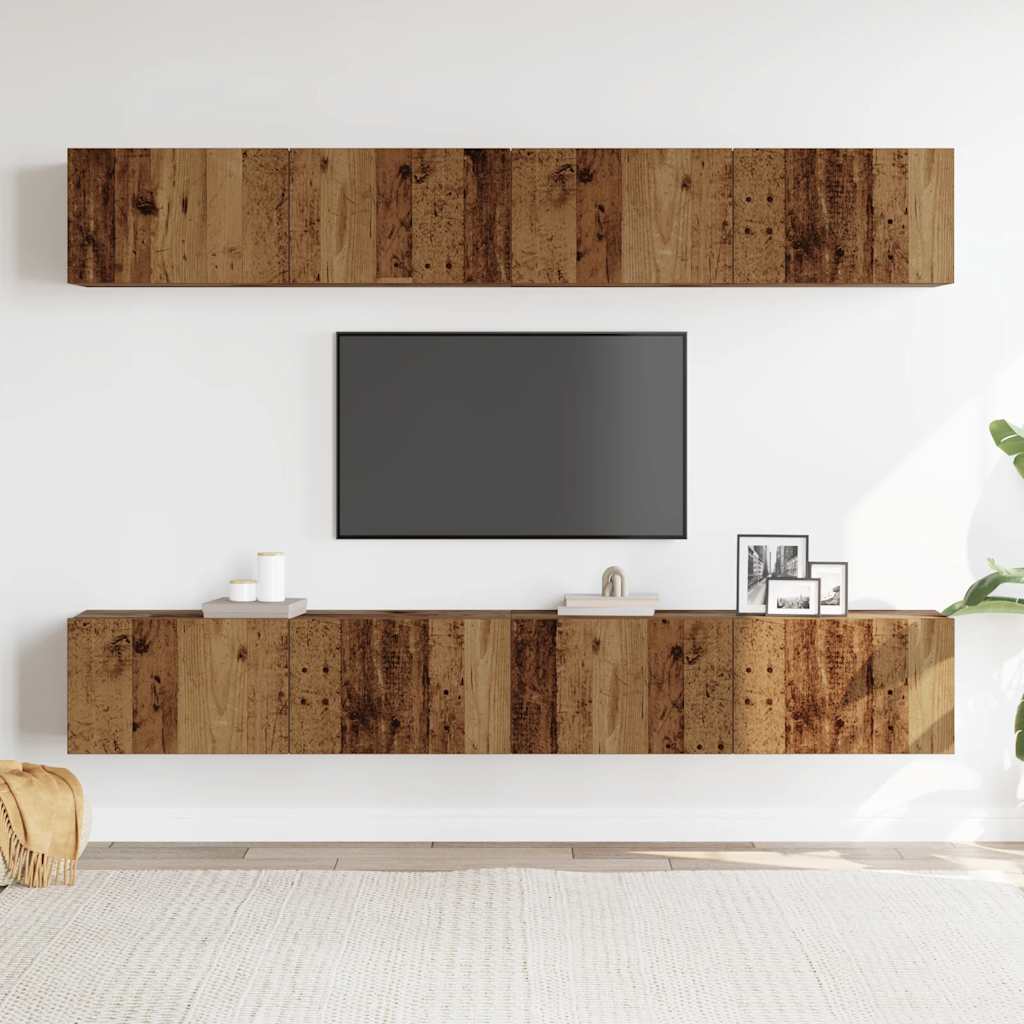 4-delige wand-tv-meubelset van oud hout, 100x30x30 cm is nu te koop bij PeponiXL, paradijselijk wonen!