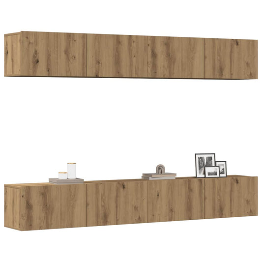 4-delige wand-tv-meubelset Artisan Oak 100x30x30 cm is nu te koop bij PeponiXL, paradijselijk wonen!