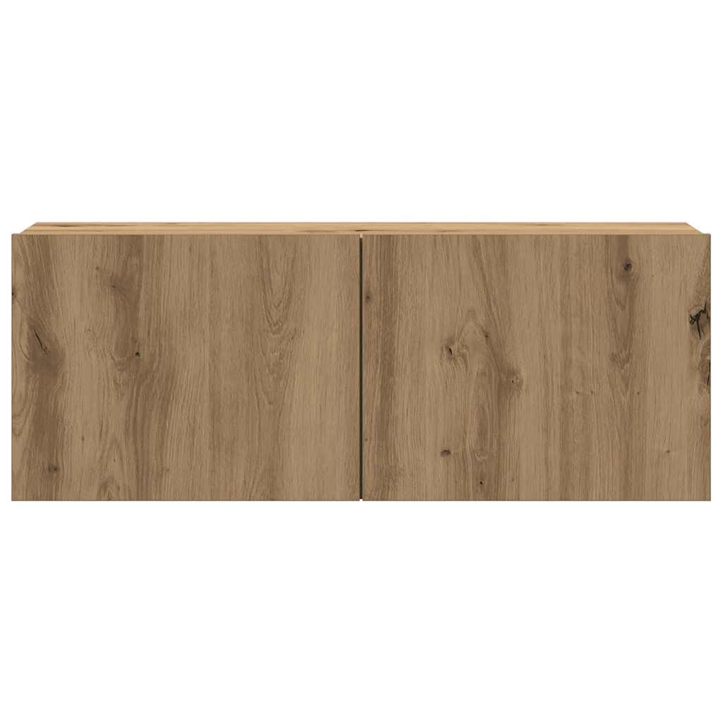 8-delig Tv-meubelset wandmontage bewerkt hout artisanaal eiken is nu te koop bij PeponiXL, paradijselijk wonen!