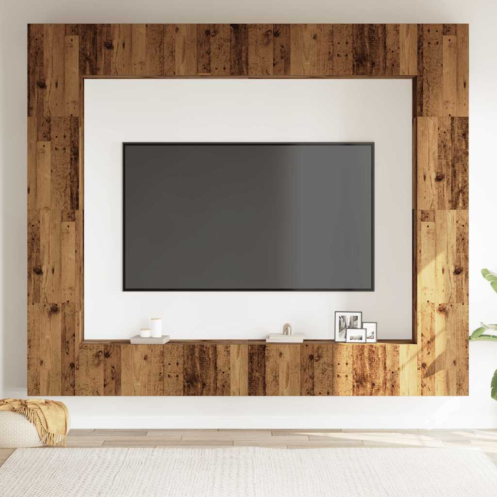 8-delig Tv-meubelset wandmontage bewerkt hout oud houtkleurig is nu te koop bij PeponiXL, paradijselijk wonen!