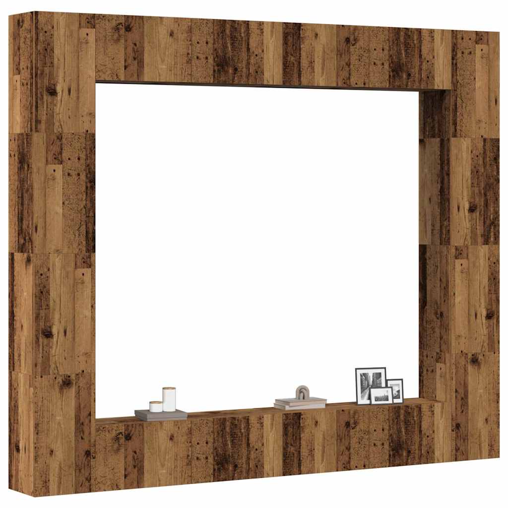 8-delig Tv-meubelset wandmontage bewerkt hout oud houtkleurig is nu te koop bij PeponiXL, paradijselijk wonen!