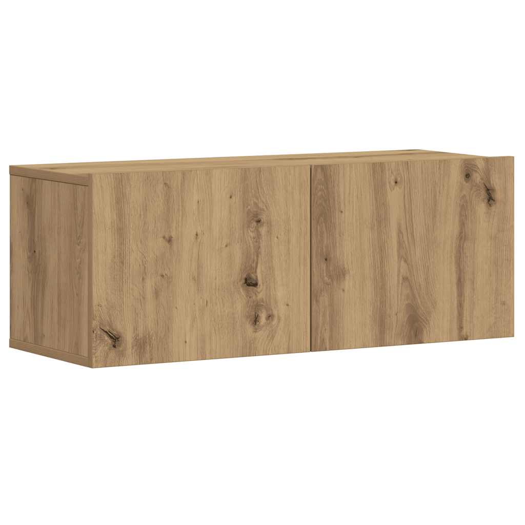 Tv-wandkasten 3 st bewerkt hout artisanaal eikenkleurig is nu te koop bij PeponiXL, paradijselijk wonen!
