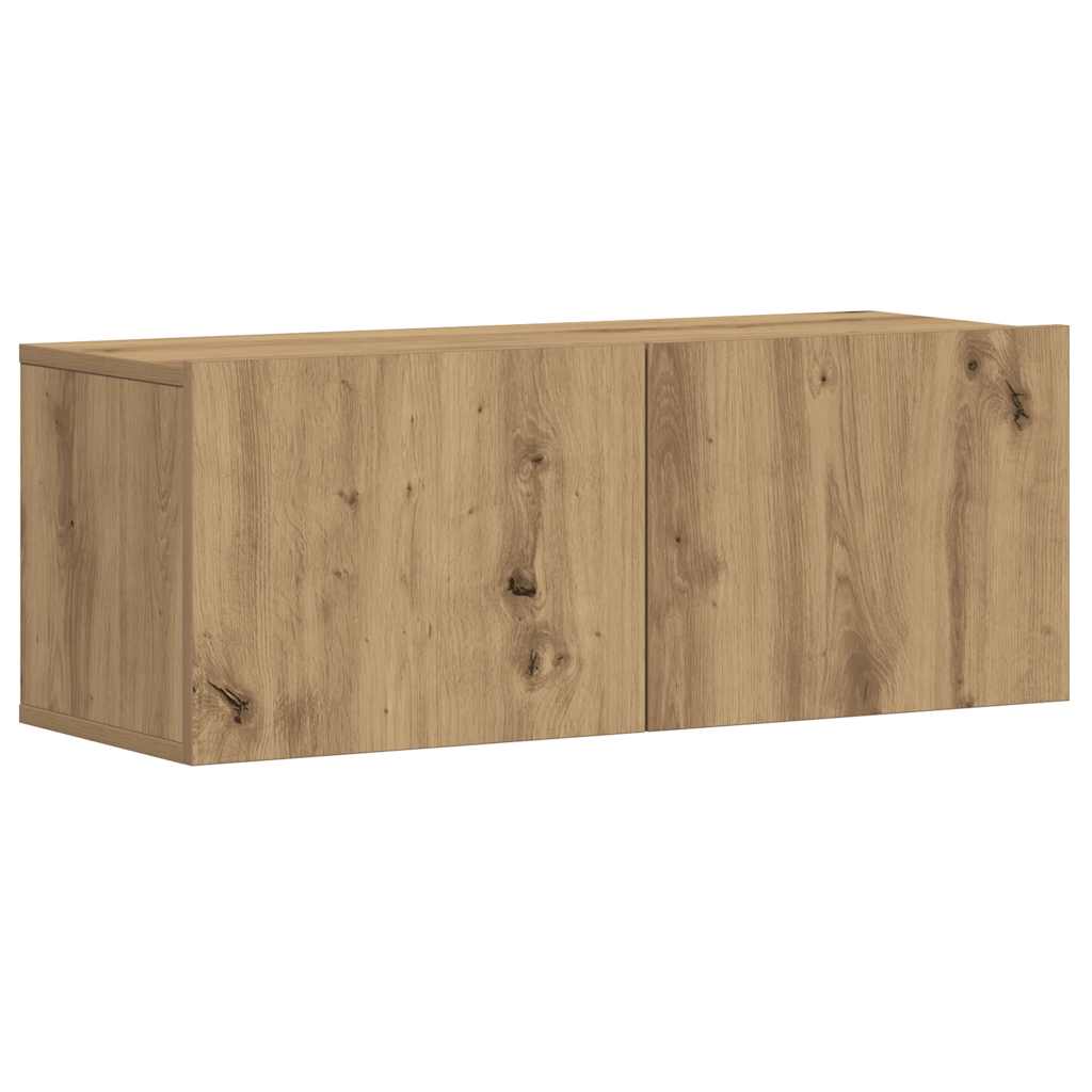 Tv-wandkasten 5 st bewerkt hout artisanaal eikenkleurig is nu te koop bij PeponiXL, paradijselijk wonen!