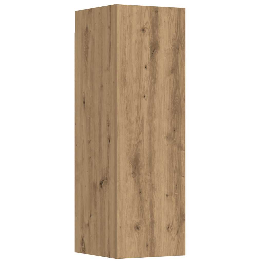Tv-wandkasten 5 st bewerkt hout artisanaal eikenkleurig is nu te koop bij PeponiXL, paradijselijk wonen!