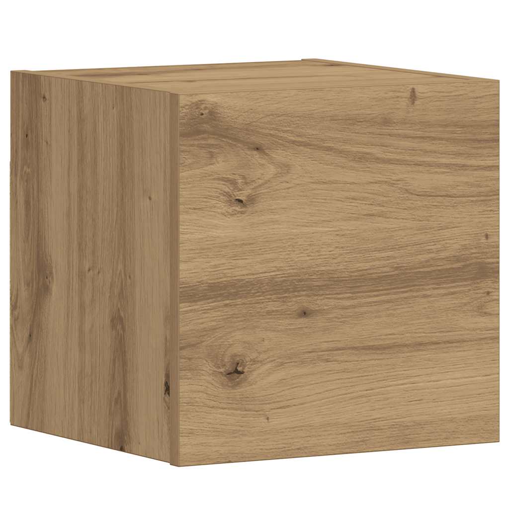 Tv-wandkasten 5 st bewerkt hout artisanaal eikenkleurig is nu te koop bij PeponiXL, paradijselijk wonen!