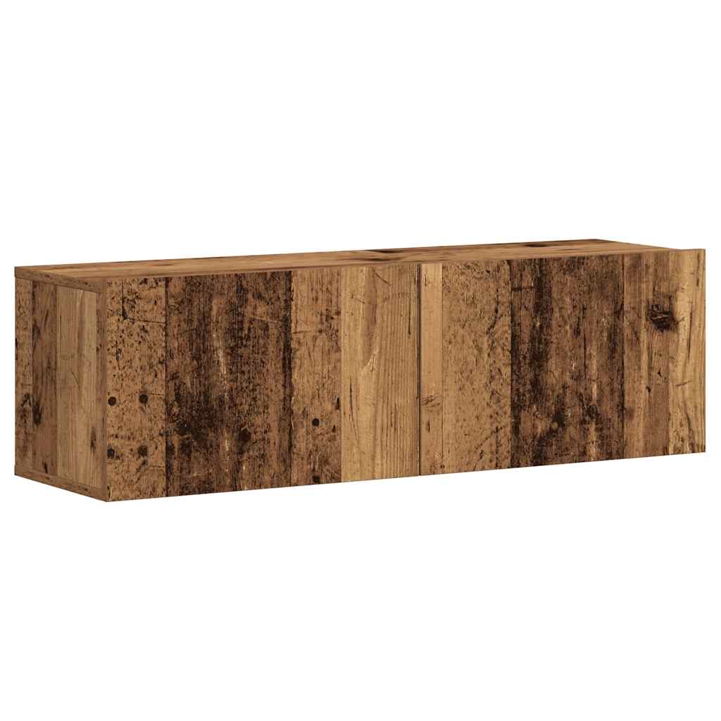 Tv-wandkasten 3 st bewerkt hout oud houtkleurig is nu te koop bij PeponiXL, paradijselijk wonen!