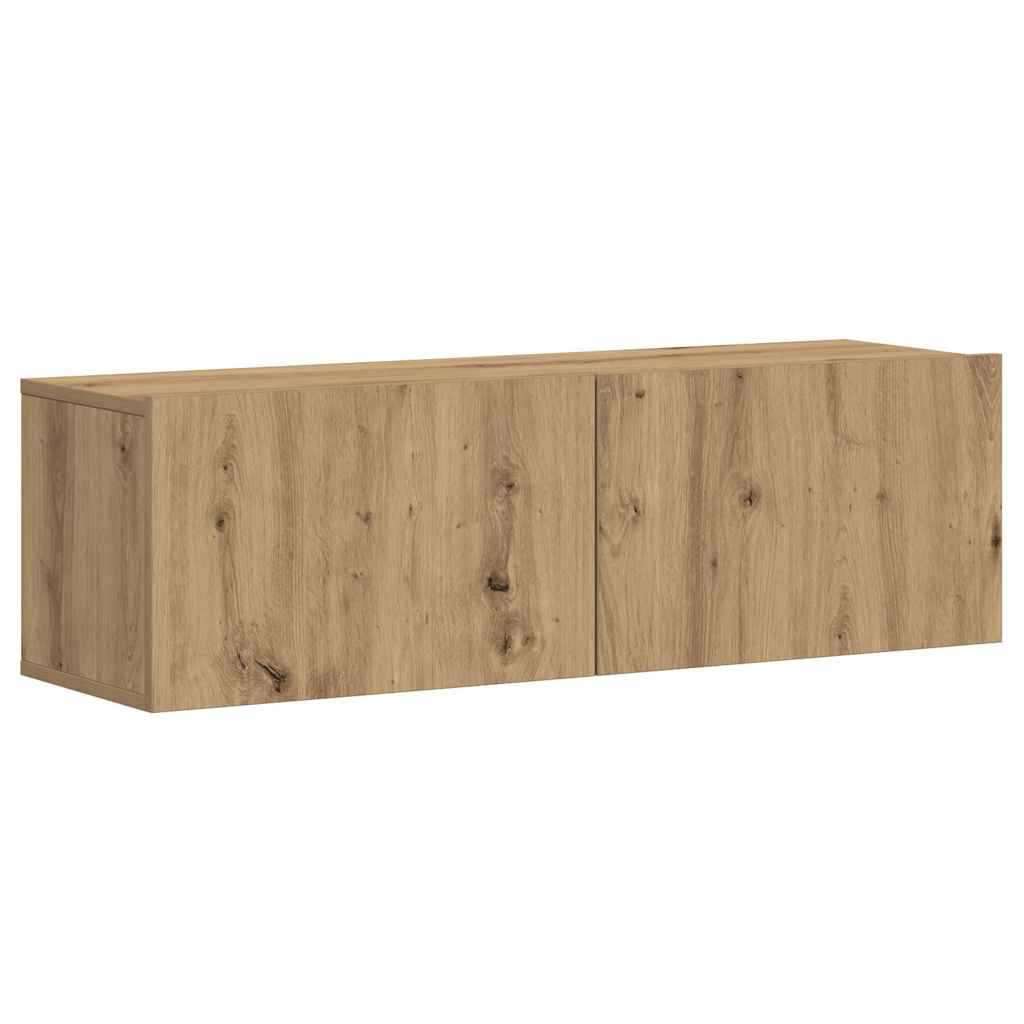 Tv-wandkasten 3 st bewerkt hout artisanaal eikenkleurig is nu te koop bij PeponiXL, paradijselijk wonen!