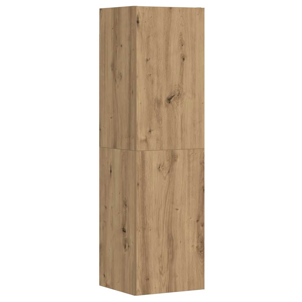 Tv-wandkasten 3 st bewerkt hout artisanaal eikenkleurig is nu te koop bij PeponiXL, paradijselijk wonen!