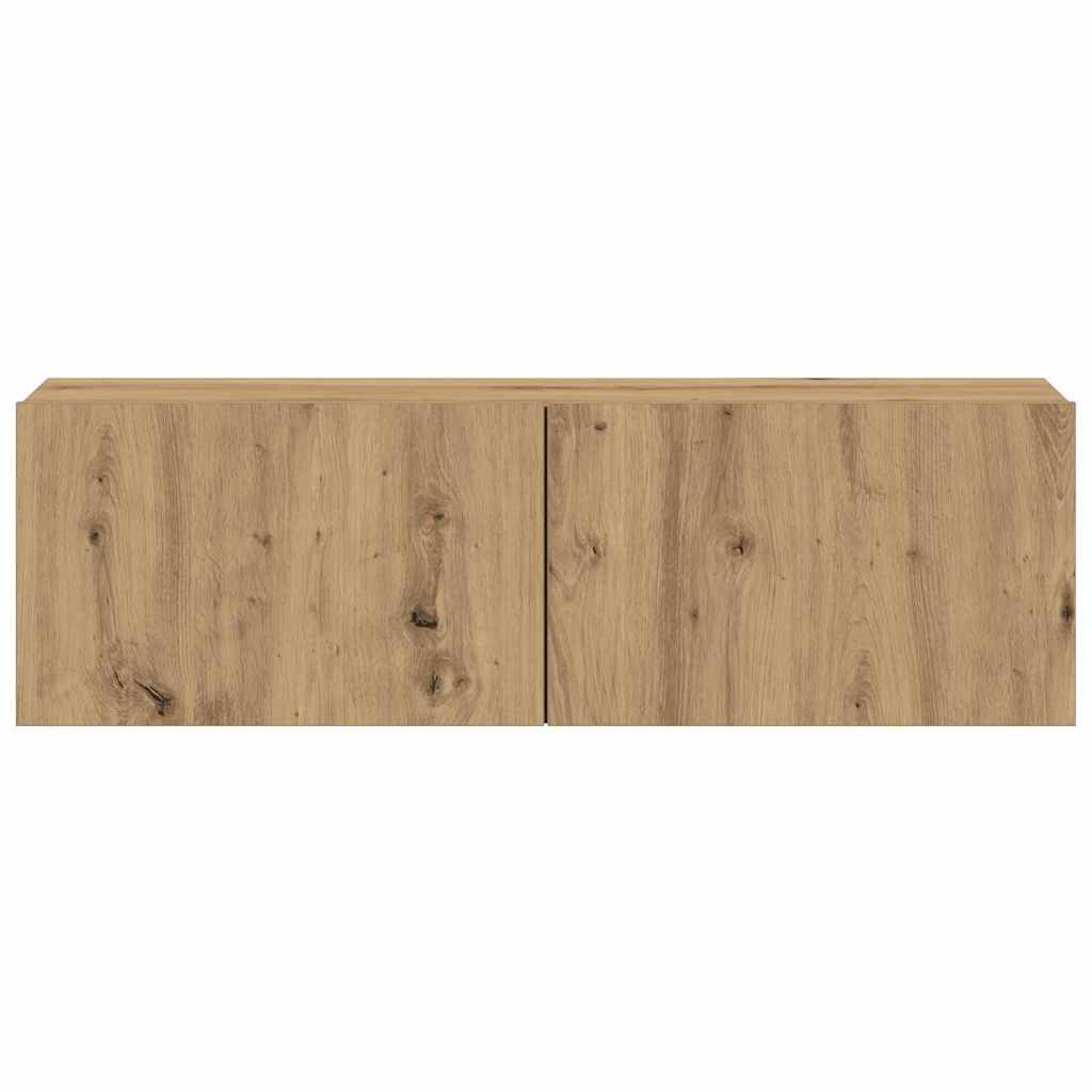 Tv-wandkasten 3 st bewerkt hout artisanaal eikenkleurig is nu te koop bij PeponiXL, paradijselijk wonen!