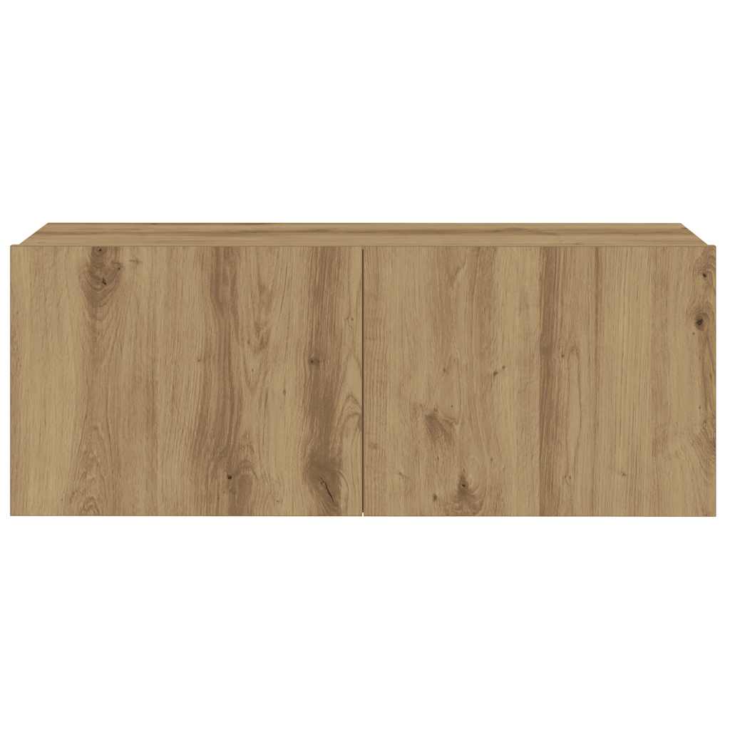 Tv-wandkasten 3 st bewerkt hout artisanaal eikenkleurig is nu te koop bij PeponiXL, paradijselijk wonen!