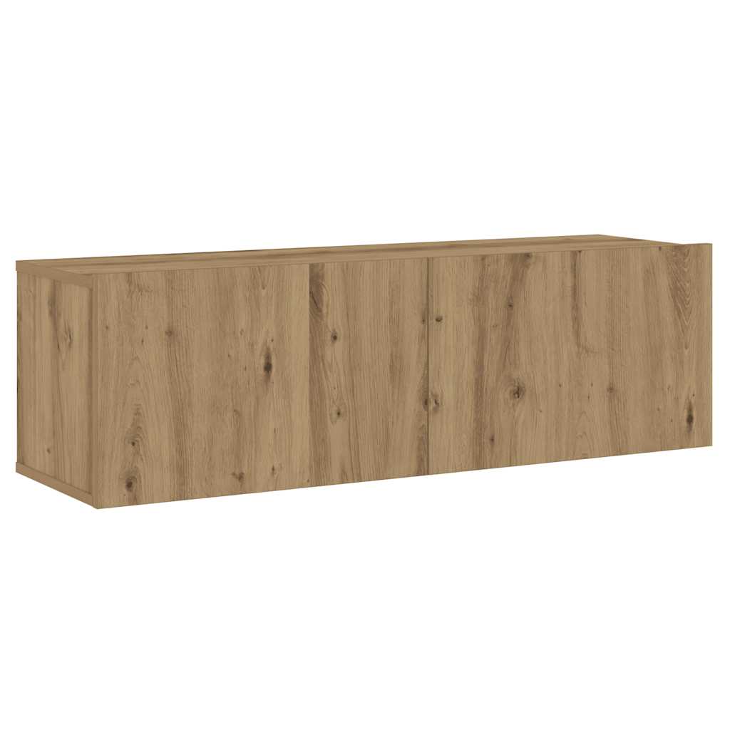 Tv-wandkasten 3 st bewerkt hout artisanaal eikenkleurig is nu te koop bij PeponiXL, paradijselijk wonen!