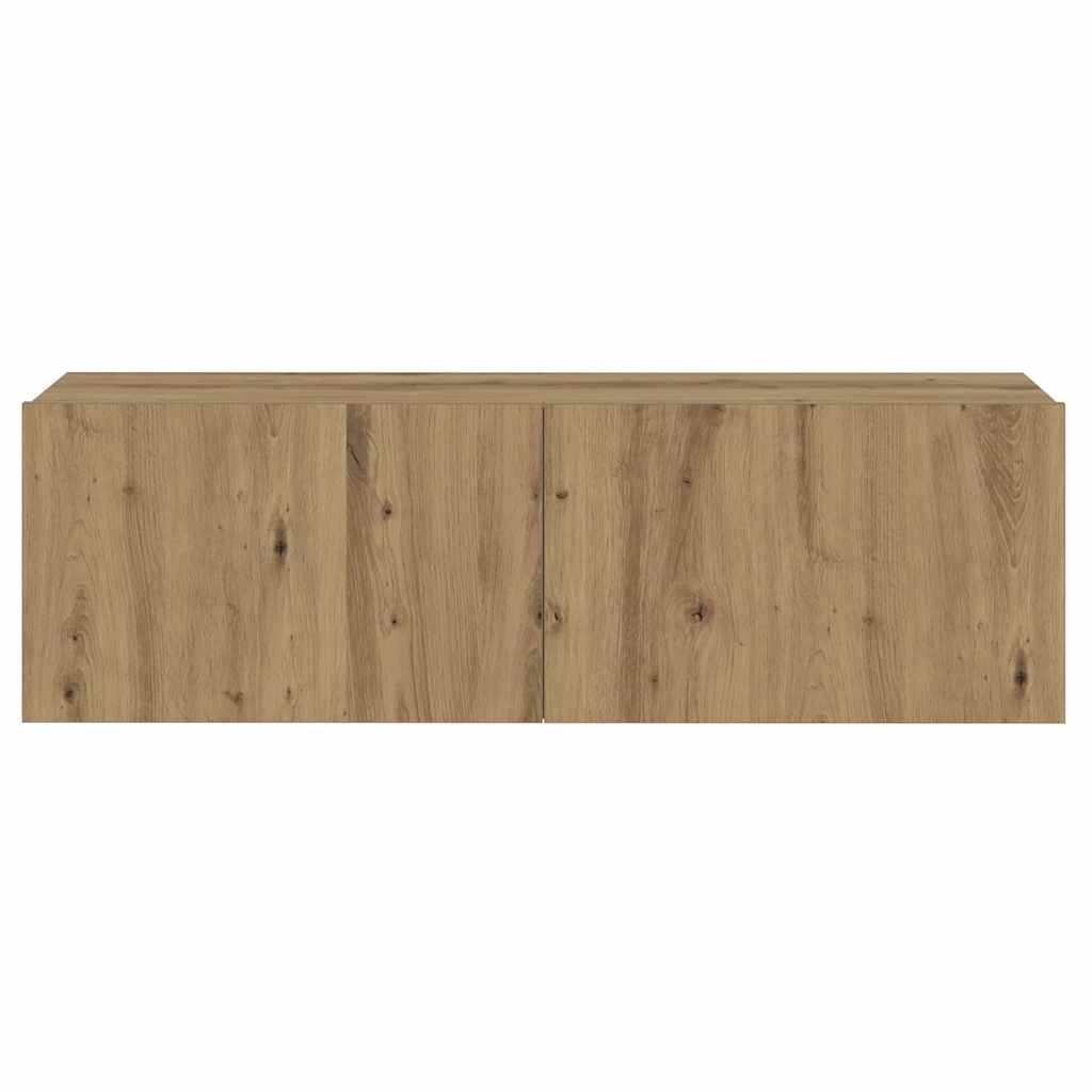 Tv-wandkasten 3 st bewerkt hout artisanaal eikenkleurig is nu te koop bij PeponiXL, paradijselijk wonen!