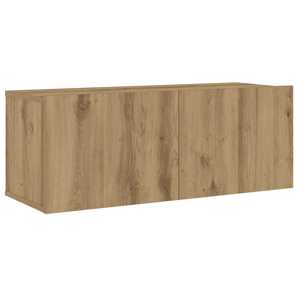 Tv-wandkasten 6 st bewerkt hout artisanaal eikenkleurig is nu te koop bij PeponiXL, paradijselijk wonen!