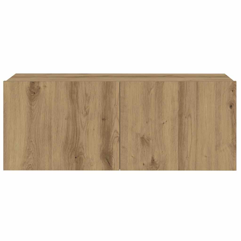 Tv-wandkasten 6 st bewerkt hout artisanaal eikenkleurig is nu te koop bij PeponiXL, paradijselijk wonen!