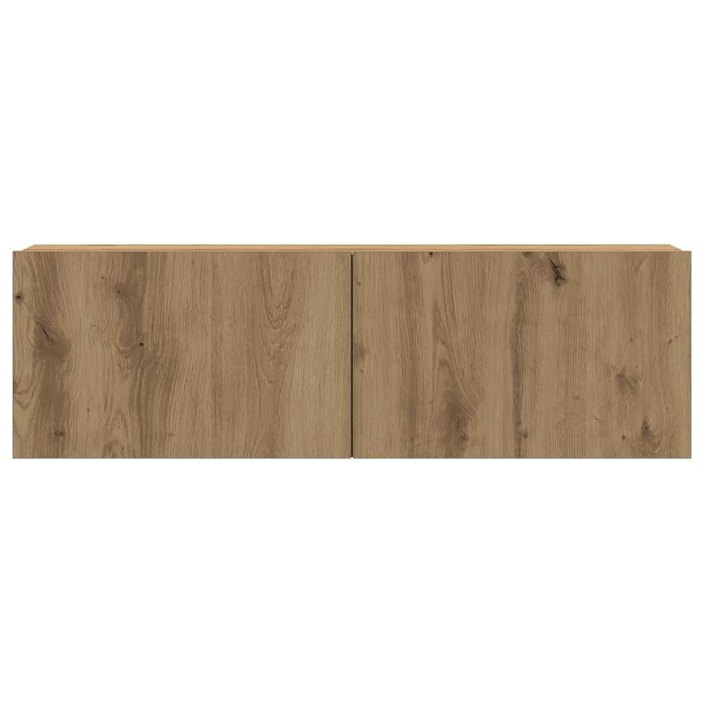 Tv-wandkasten 6 st bewerkt hout artisanaal eikenkleurig is nu te koop bij PeponiXL, paradijselijk wonen!