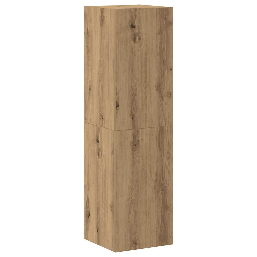 Tv-wandkasten 4 st bewerkt hout artisanaal eikenkleurig is nu te koop bij PeponiXL, paradijselijk wonen!