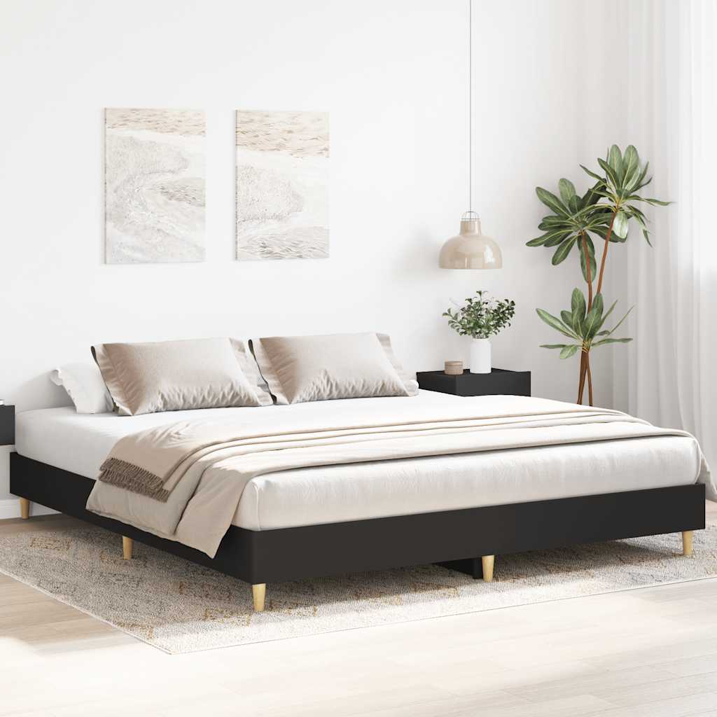 Bedframe zonder matras 180x200 cm spaanplaat zwart is nu te koop bij PeponiXL, paradijselijk wonen!