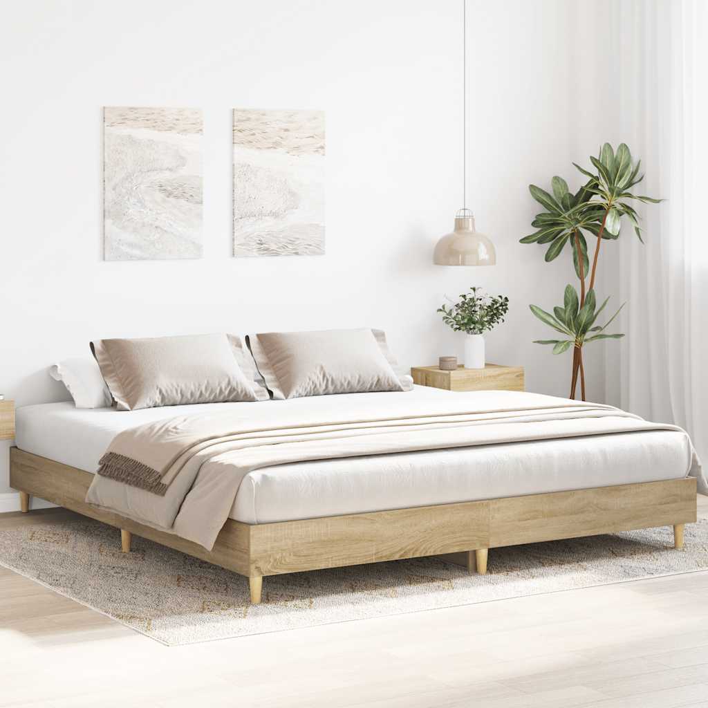 Bedframe zonder matras hout sonoma eikenkleurig 180x200 cm is nu te koop bij PeponiXL, paradijselijk wonen!