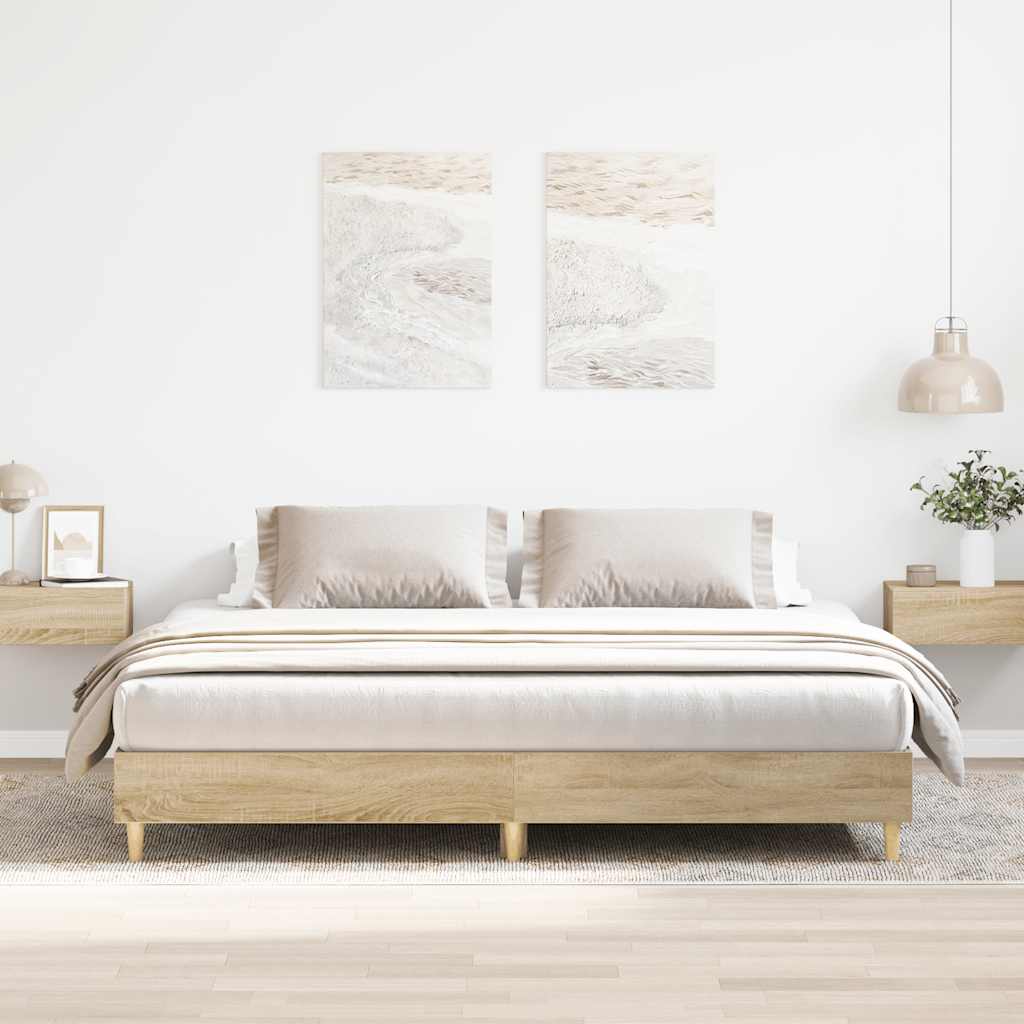 Bedframe zonder matras hout sonoma eikenkleurig 180x200 cm is nu te koop bij PeponiXL, paradijselijk wonen!
