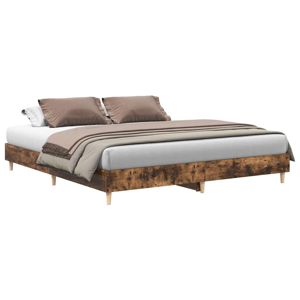 Bedframe zonder matras hout gerookt eikenkleurig 180x200 cm is nu te koop bij PeponiXL, paradijselijk wonen!