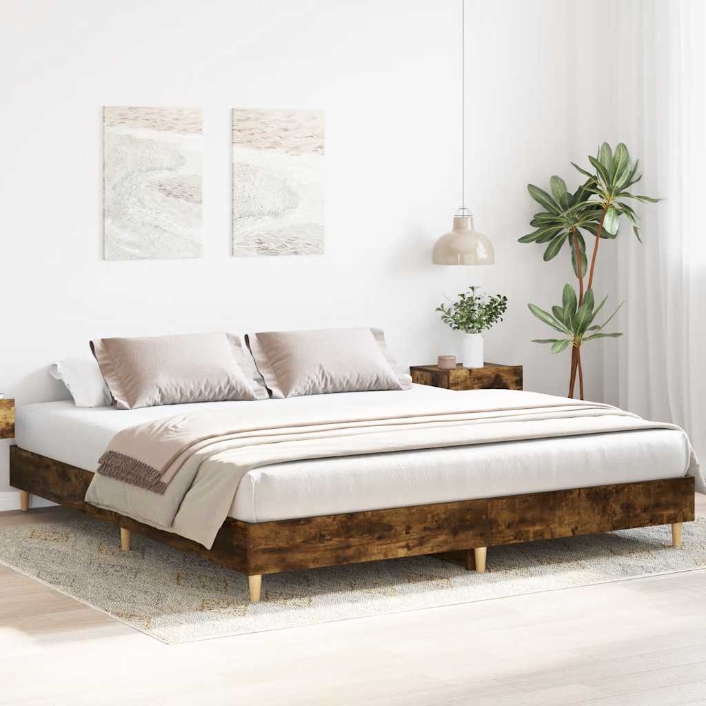 Bedframe zonder matras hout gerookt eikenkleurig 180x200 cm is nu te koop bij PeponiXL, paradijselijk wonen!