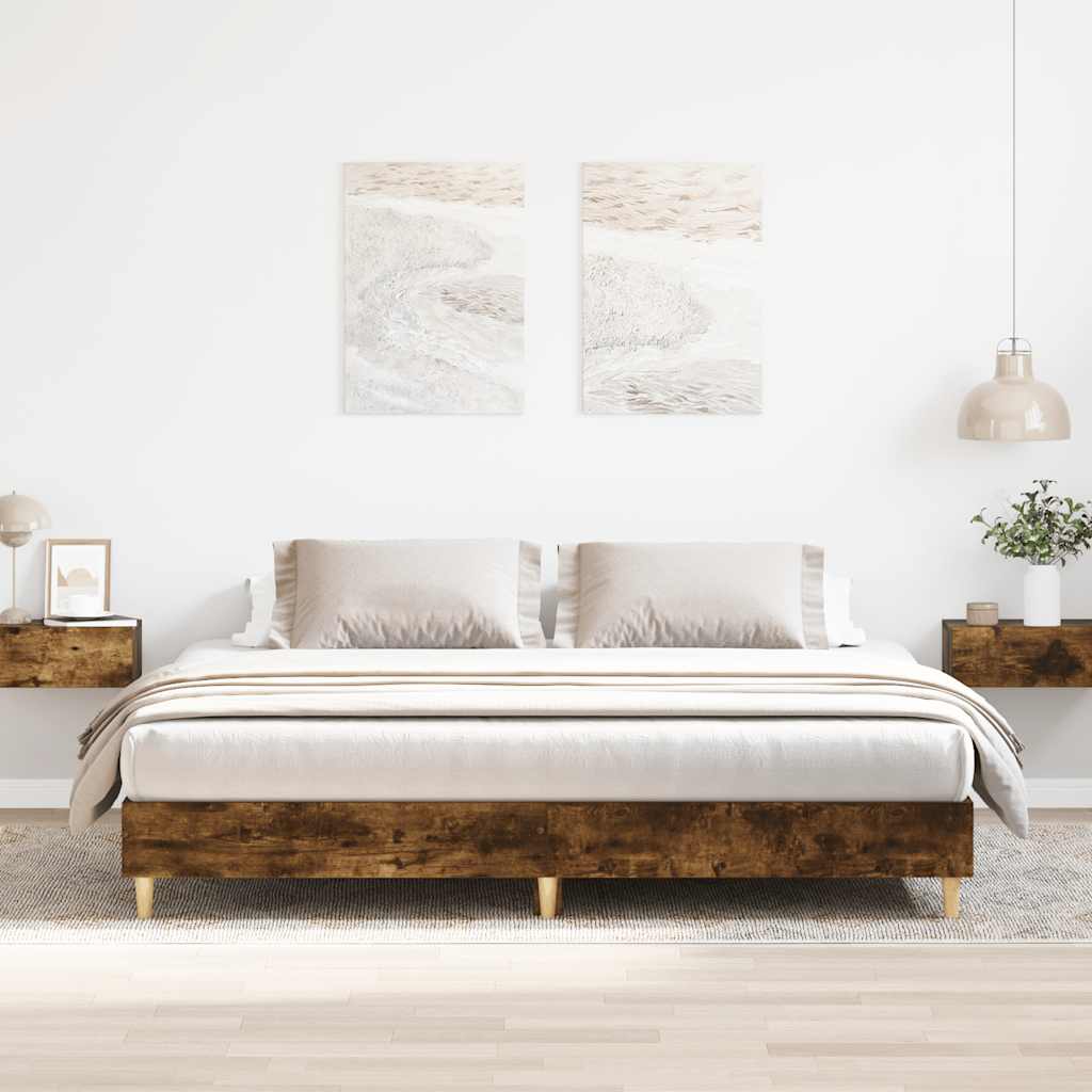 Bedframe zonder matras hout gerookt eikenkleurig 180x200 cm is nu te koop bij PeponiXL, paradijselijk wonen!