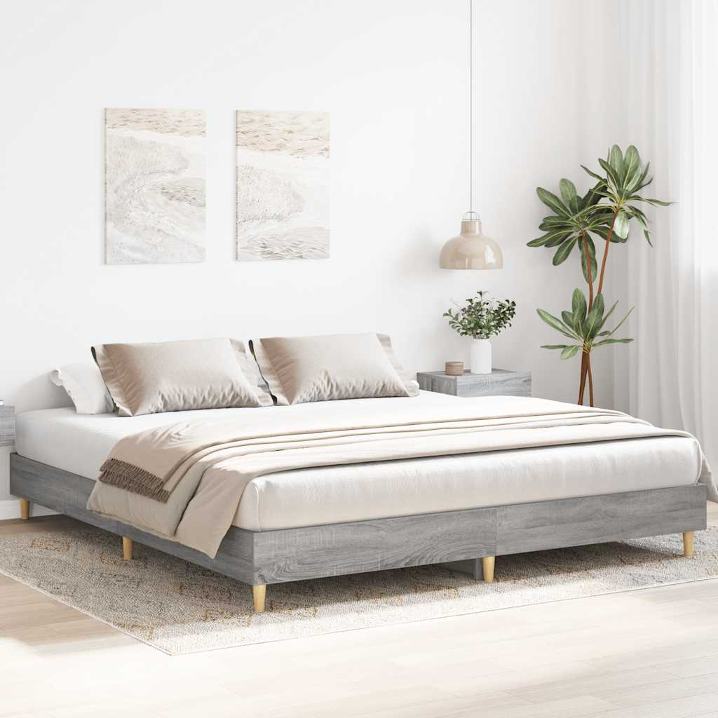Bedframe zonder matras 180x200 cm spaanplaat grijs Sonoma is nu te koop bij PeponiXL, paradijselijk wonen!
