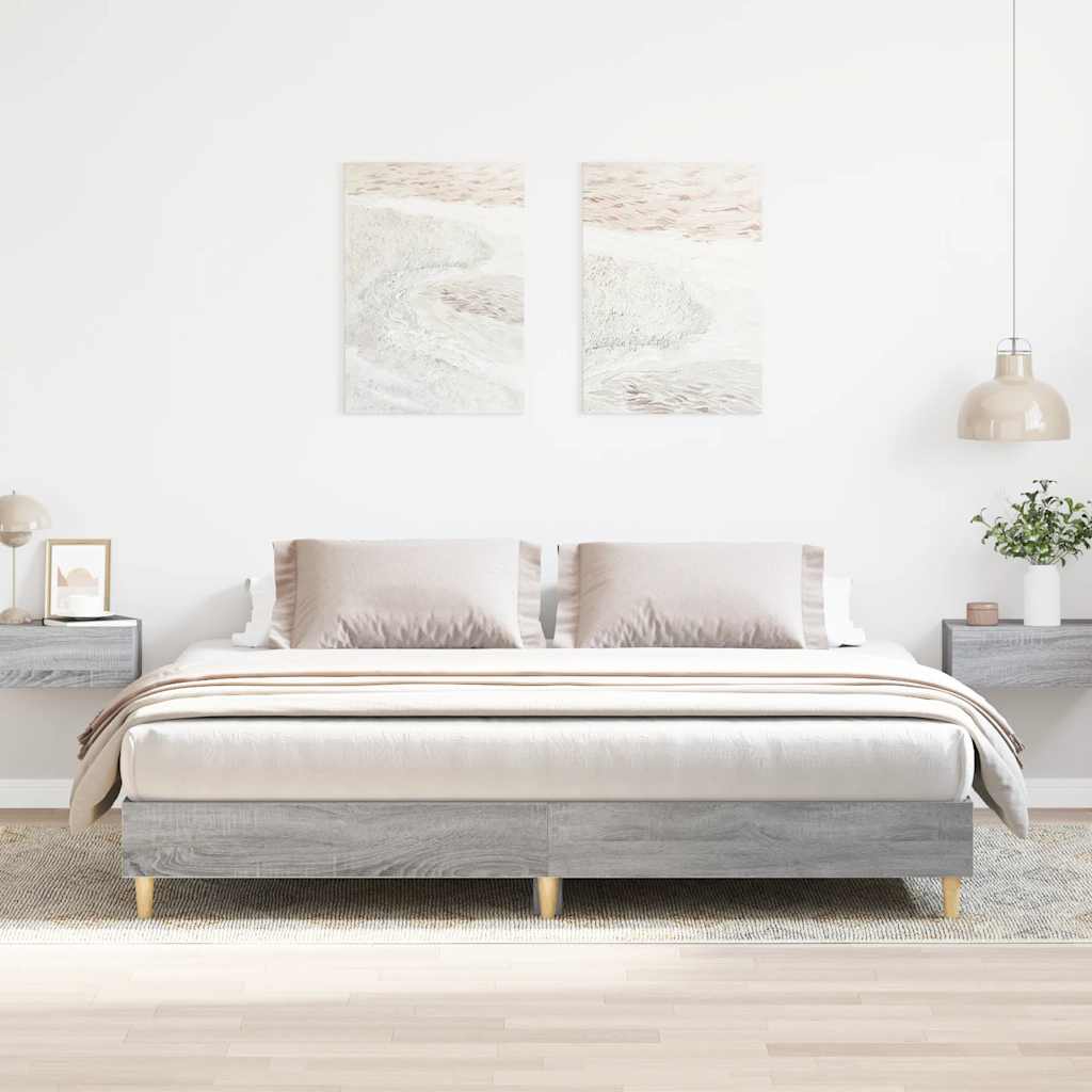 Bedframe zonder matras 180x200 cm spaanplaat grijs Sonoma is nu te koop bij PeponiXL, paradijselijk wonen!