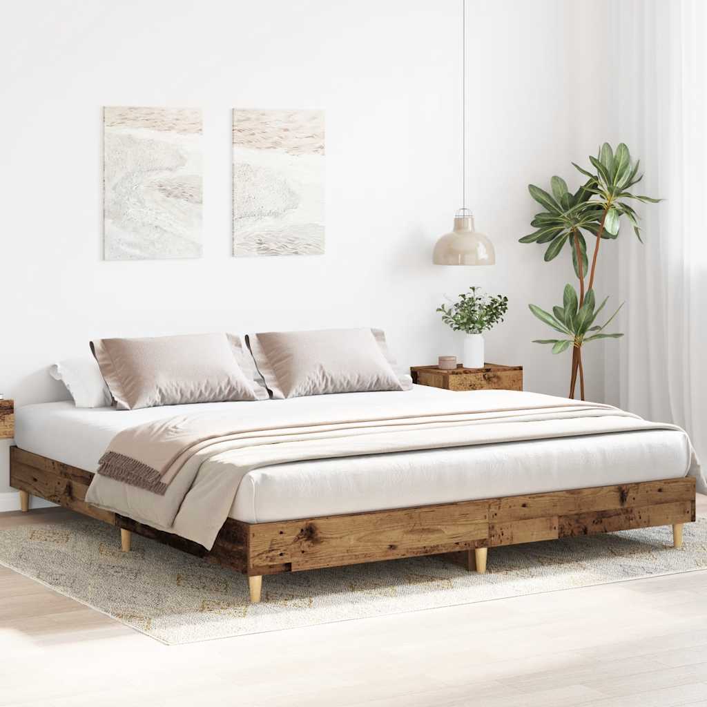 Bedframe zonder matras 180x200 cm bewerkt hout oud hout is nu te koop bij PeponiXL, paradijselijk wonen!