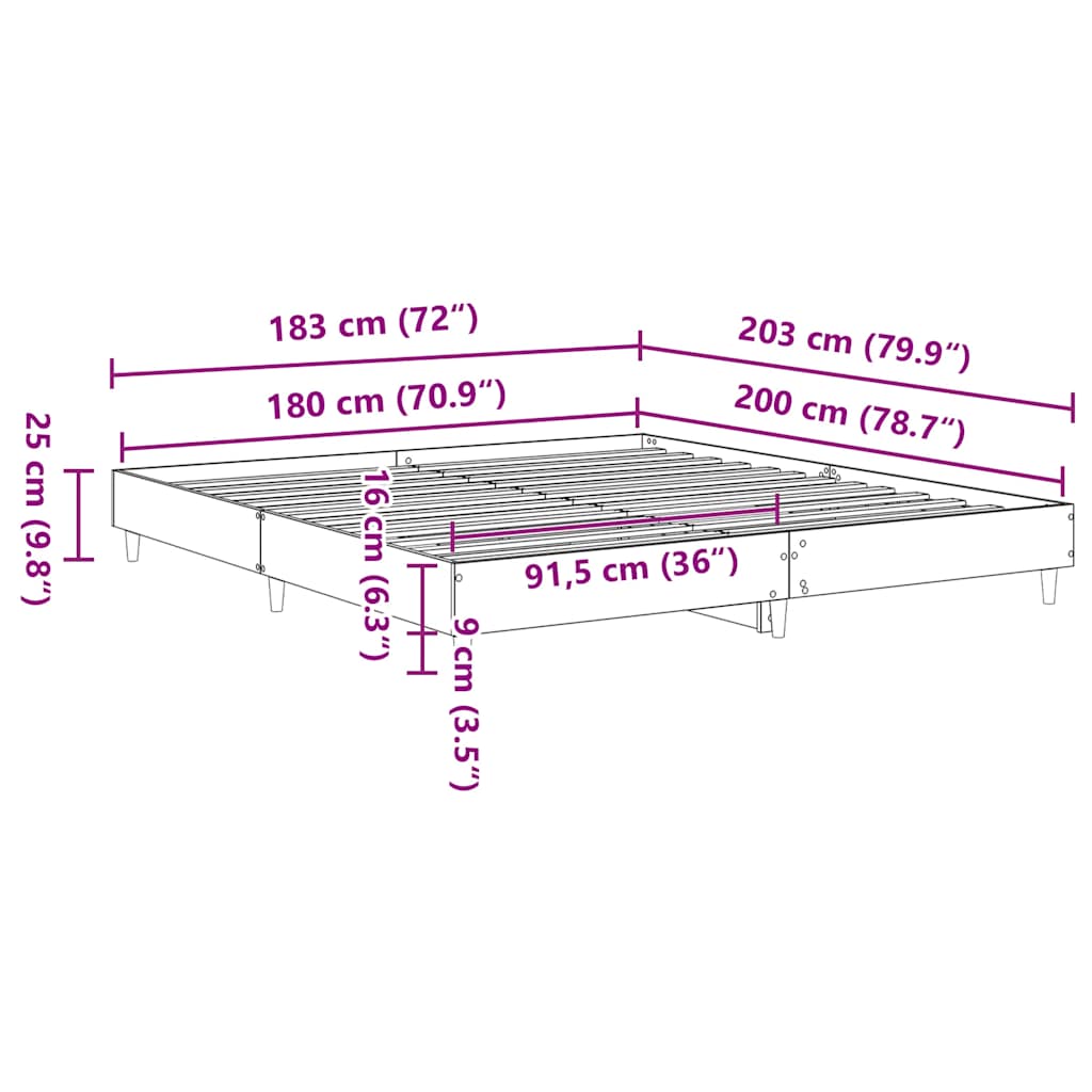 Bedframe zonder matras 180x200 cm bewerkt hout oud hout is nu te koop bij PeponiXL, paradijselijk wonen!