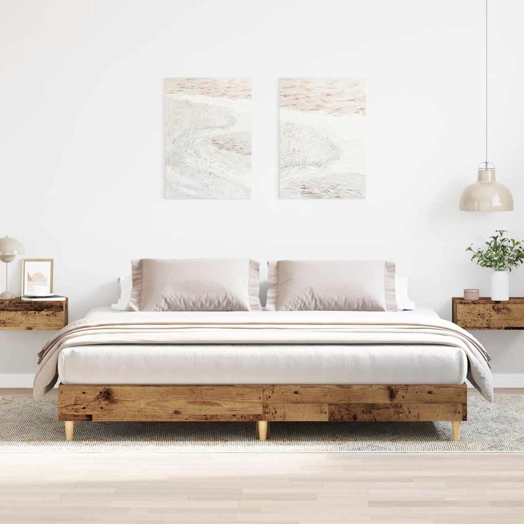 Bedframe zonder matras 180x200 cm bewerkt hout oud hout is nu te koop bij PeponiXL, paradijselijk wonen!