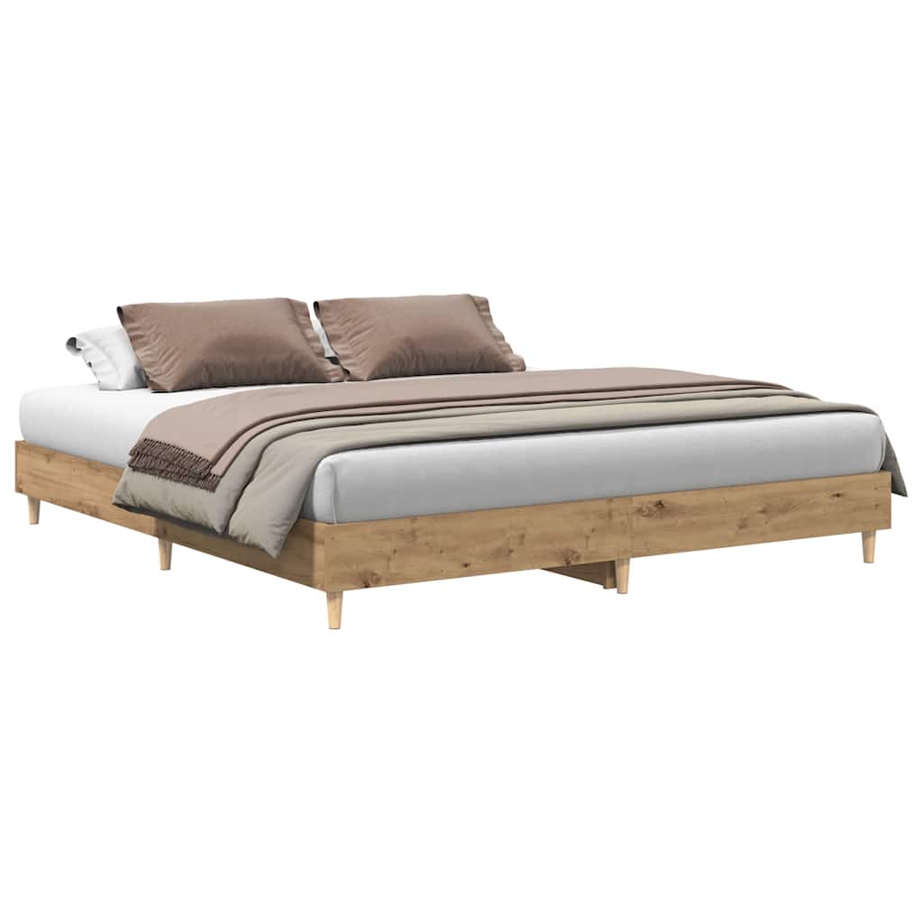 Bedframe zonder matras spaanplaat artisanaal eikenkleurig is nu te koop bij PeponiXL, paradijselijk wonen!