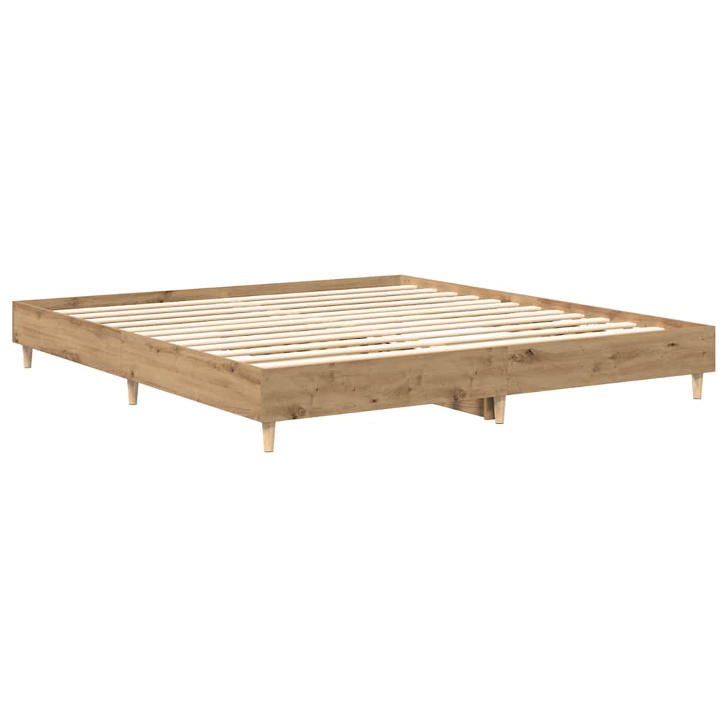 Bedframe zonder matras spaanplaat artisanaal eikenkleurig is nu te koop bij PeponiXL, paradijselijk wonen!