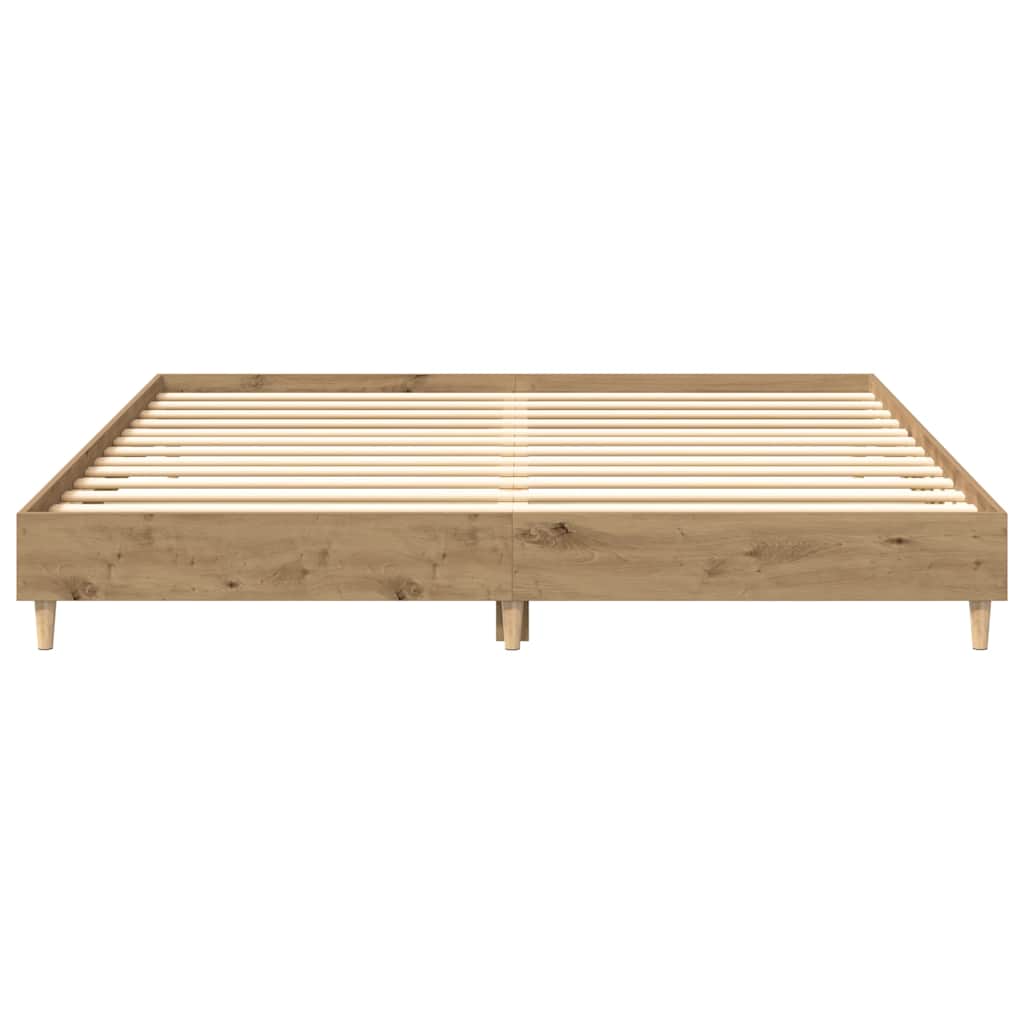 Bedframe zonder matras spaanplaat artisanaal eikenkleurig is nu te koop bij PeponiXL, paradijselijk wonen!