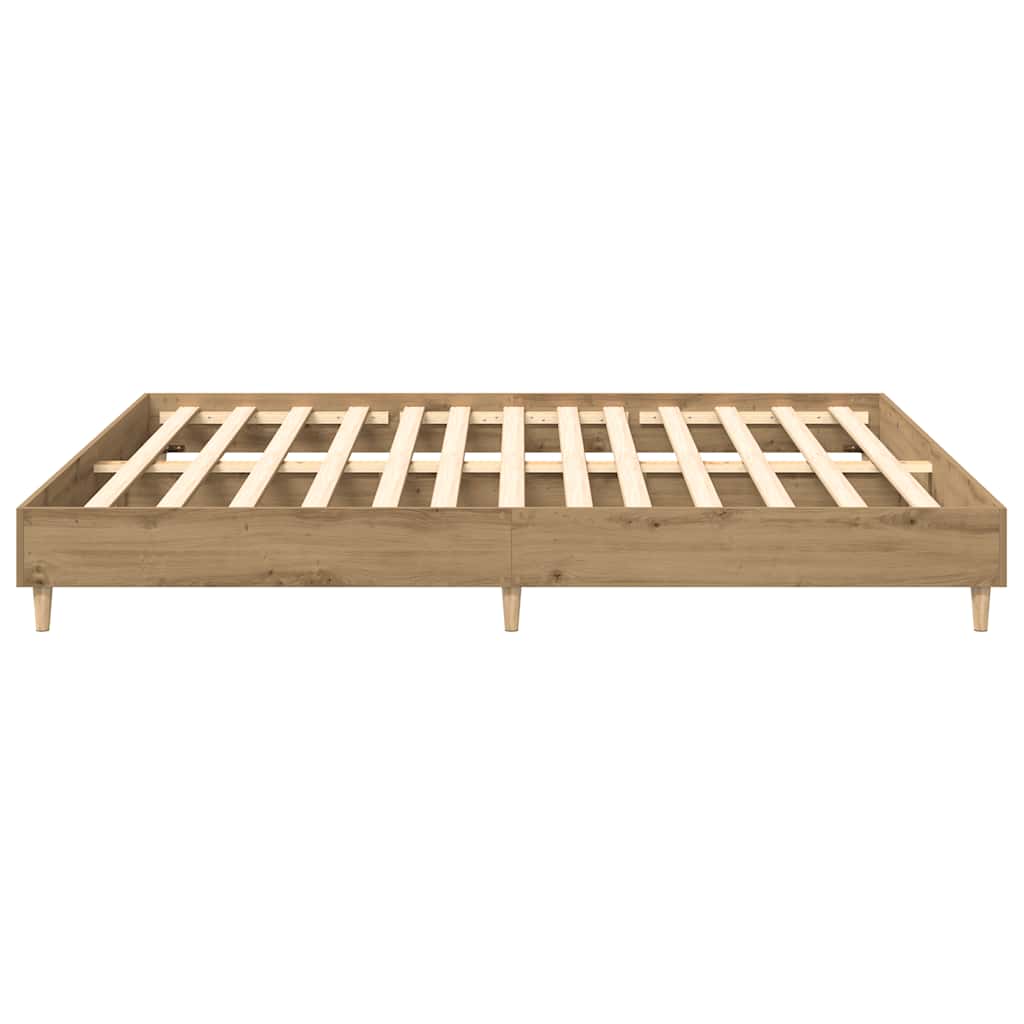 Bedframe zonder matras spaanplaat artisanaal eikenkleurig is nu te koop bij PeponiXL, paradijselijk wonen!