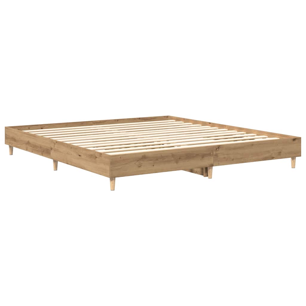 Bedframe zonder matras spaanplaat artisanaal eikenkleurig is nu te koop bij PeponiXL, paradijselijk wonen!