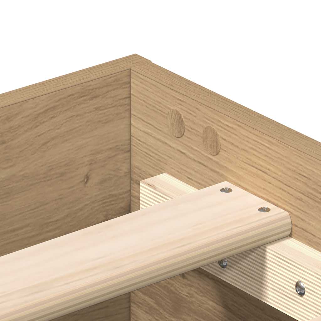 Bedframe zonder matras spaanplaat artisanaal eikenkleurig is nu te koop bij PeponiXL, paradijselijk wonen!